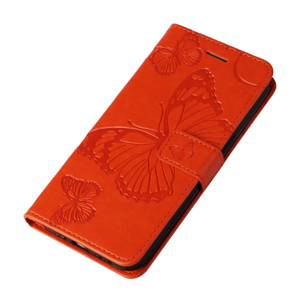 Big Butterfly knížkové pouzdro na Xiaomi Redmi Note 14 5G - oranžové