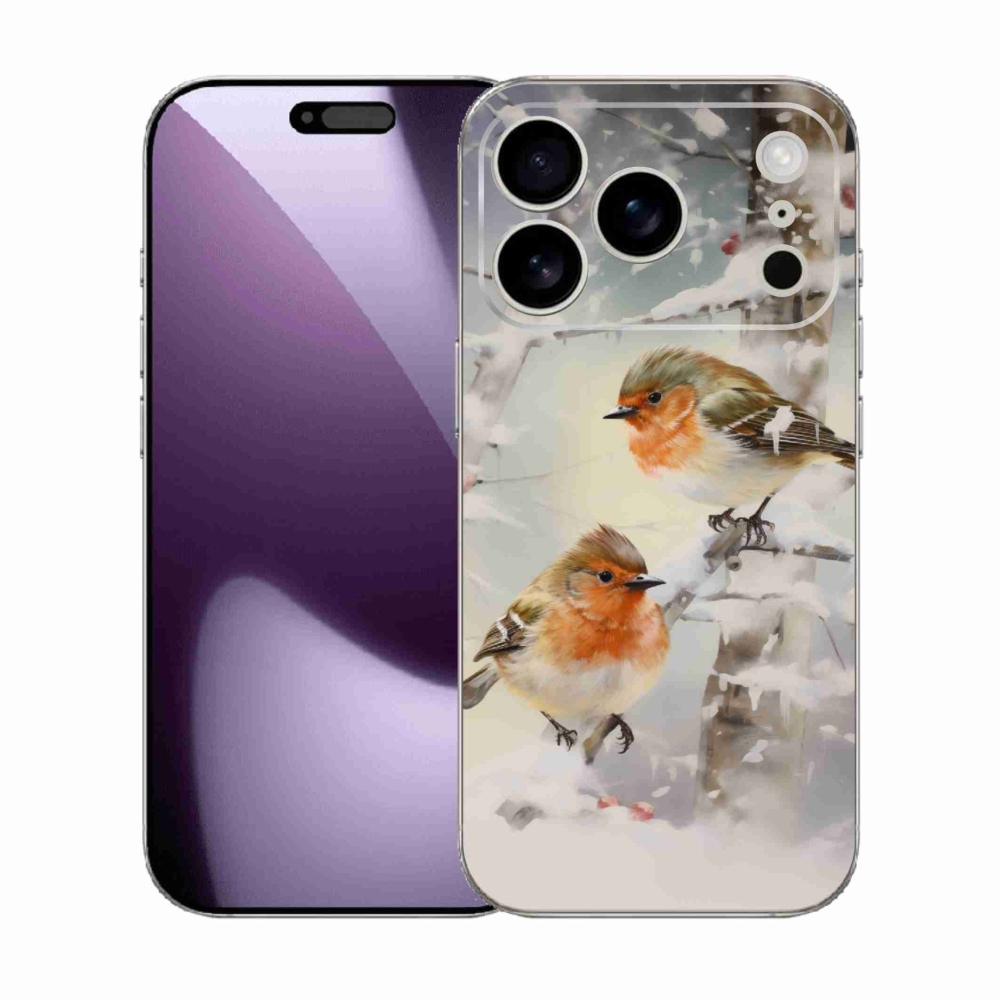Gelový kryt mmCase na iPhone 17 Pro - ptáčci v zimě