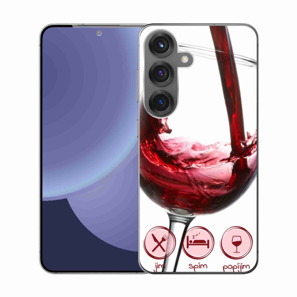 Gelový kryt mmCase na Samsung Galaxy S25 - sklenička vína červené