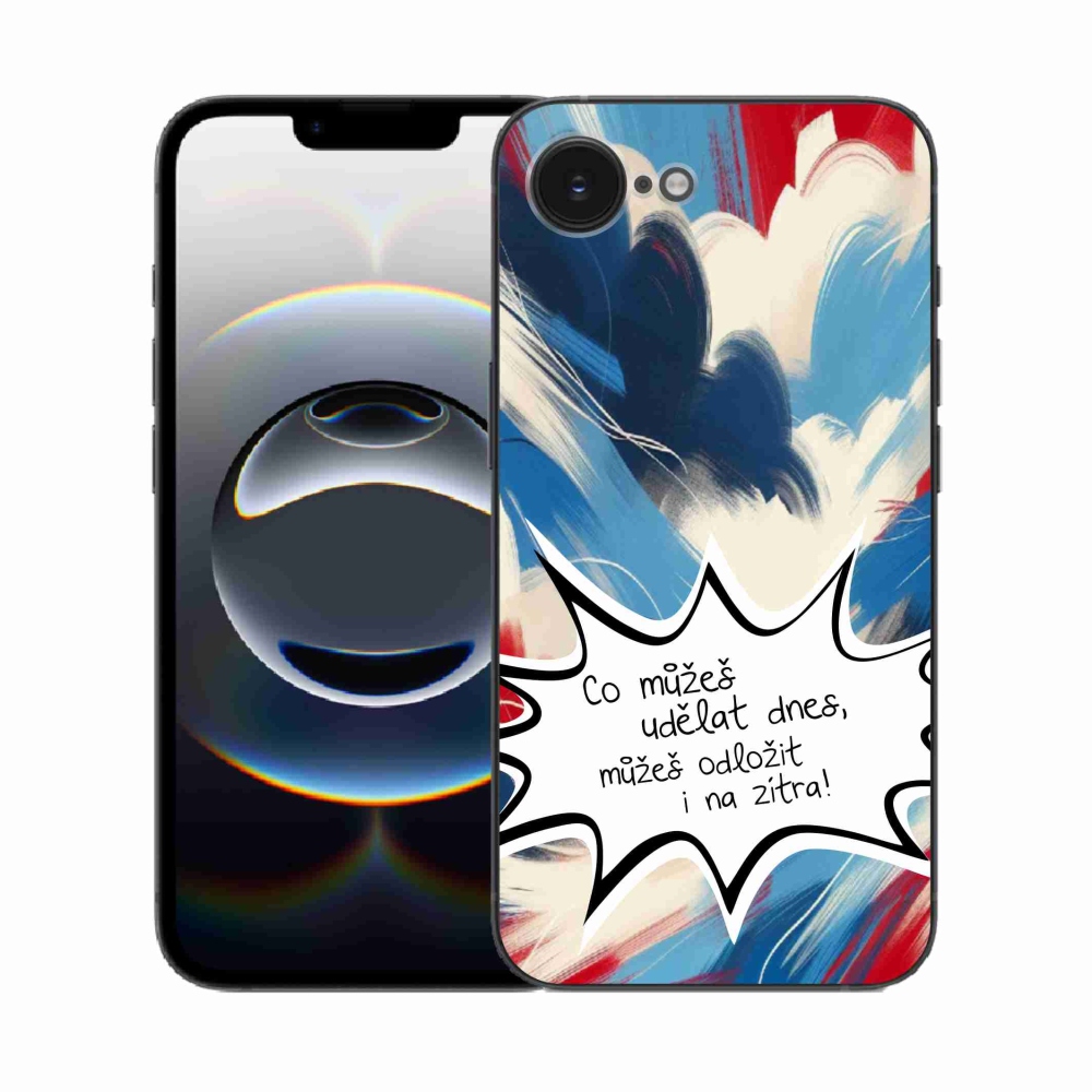Gelový kryt mmCase na iPhone 16e - vtipný text 9 bílé pozadí