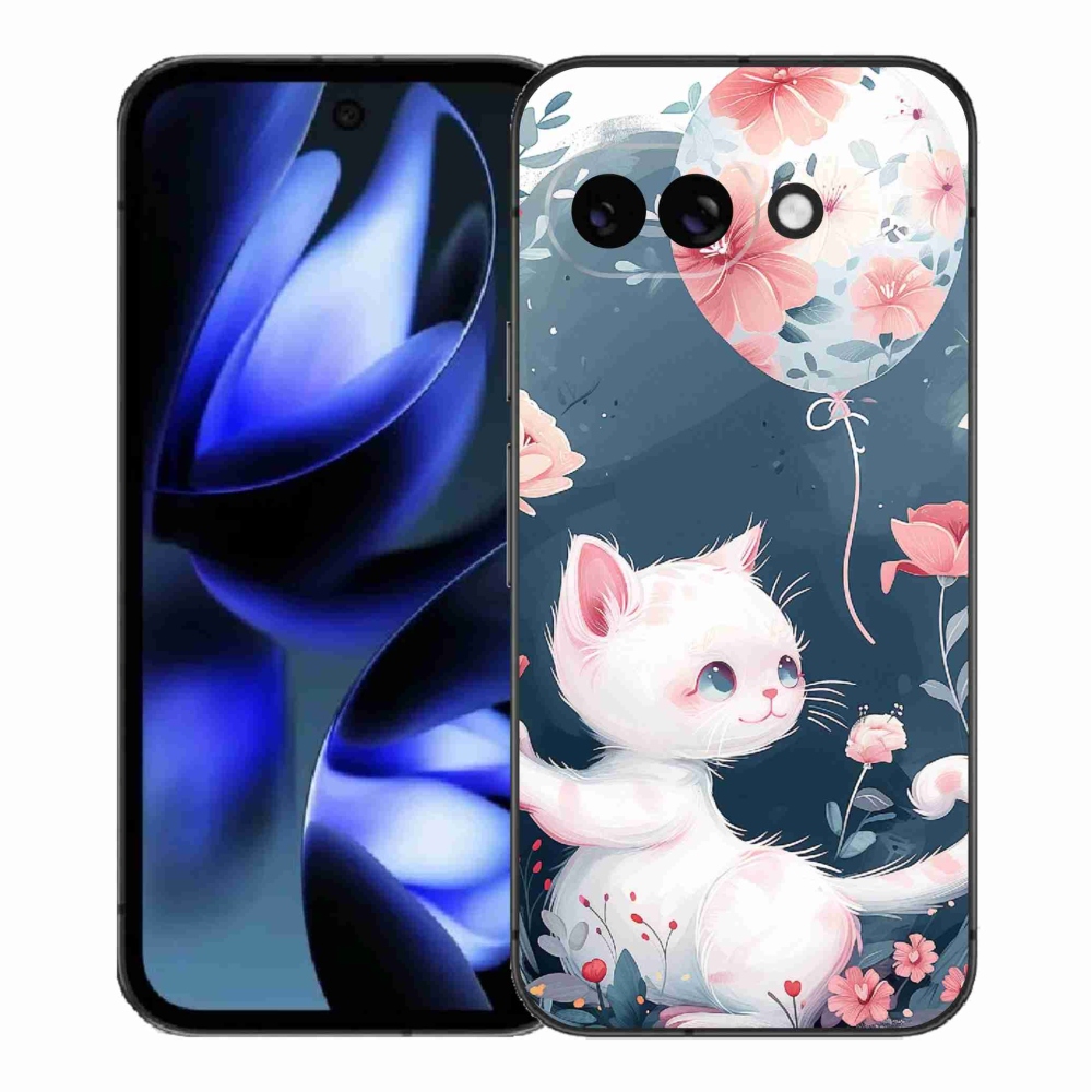 Gelový kryt mmCase na Google Pixel 9a - kotě s balónkem