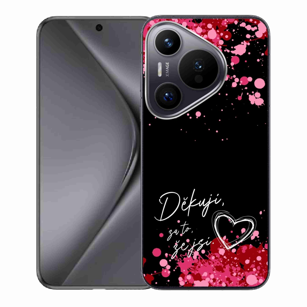 Gelový kryt mmCase na Huawei Pura 70 - zamilovaný text 2 černé pozadí