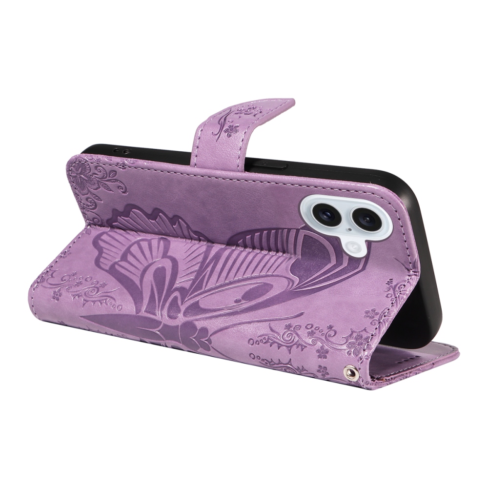 Floral Butterfly knížkové pouzdro na iPhone 17 - světlefialové