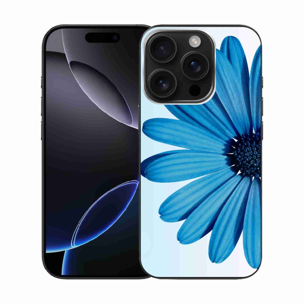 Gelový obal mmCase na iPhone 16 Pro - modrá kopretina