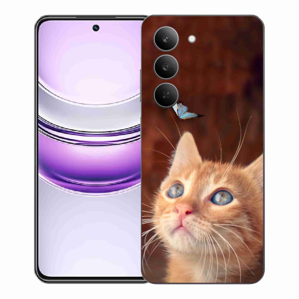 Gelový kryt mmCase na Realme 14x 5G - motýl a kotě