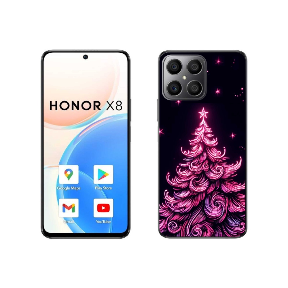 Gelový kryt mmCase na Honor X8 4G - neonový vánoční stromek 2