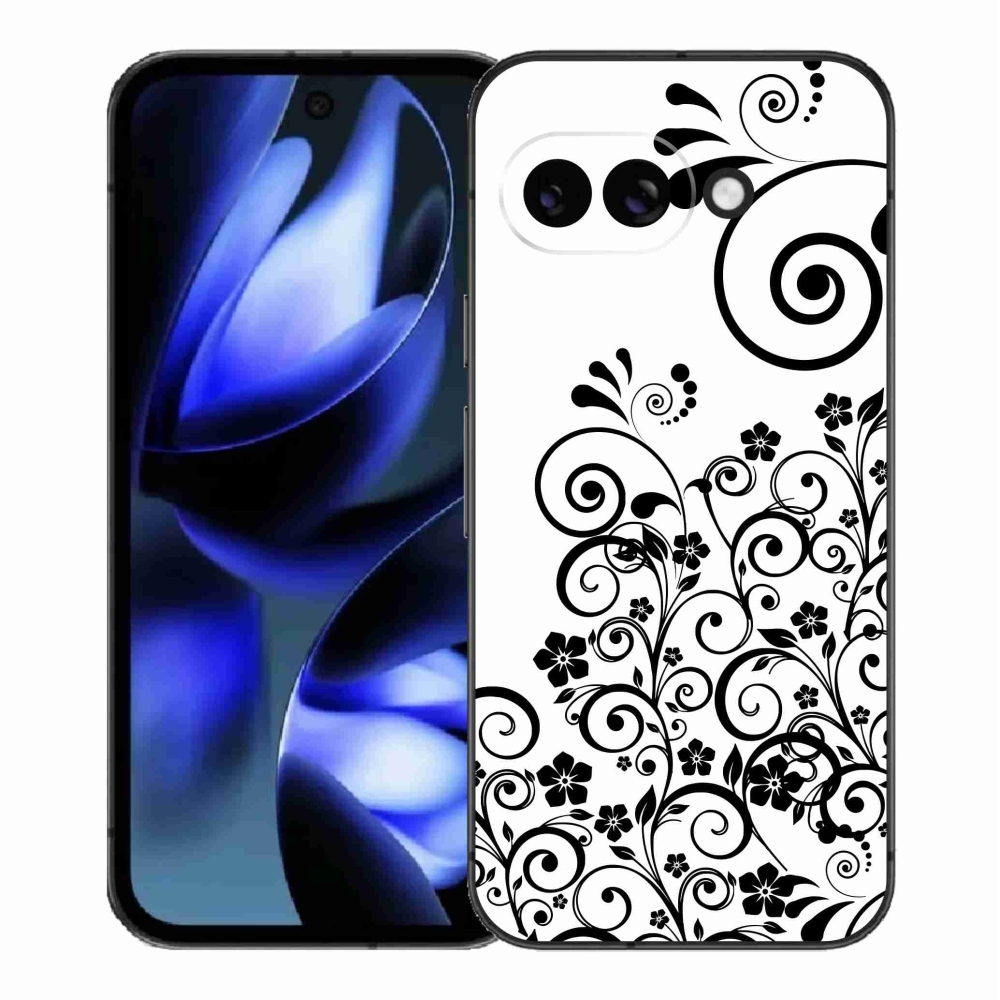 Gelový kryt mmCase na Google Pixel 9a - černobílé květinové vzory