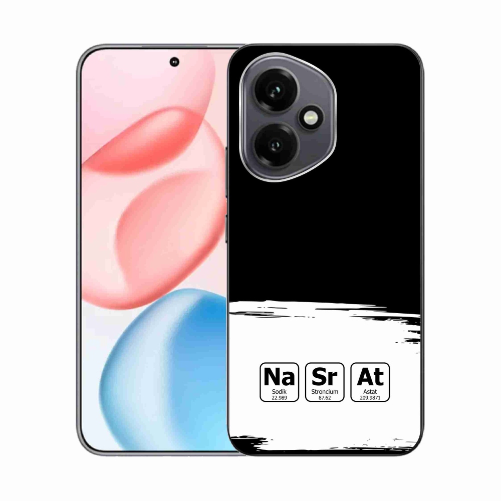 Gelový kryt mmCase na Honor 400 - chemické prvky bíločerné pozadí