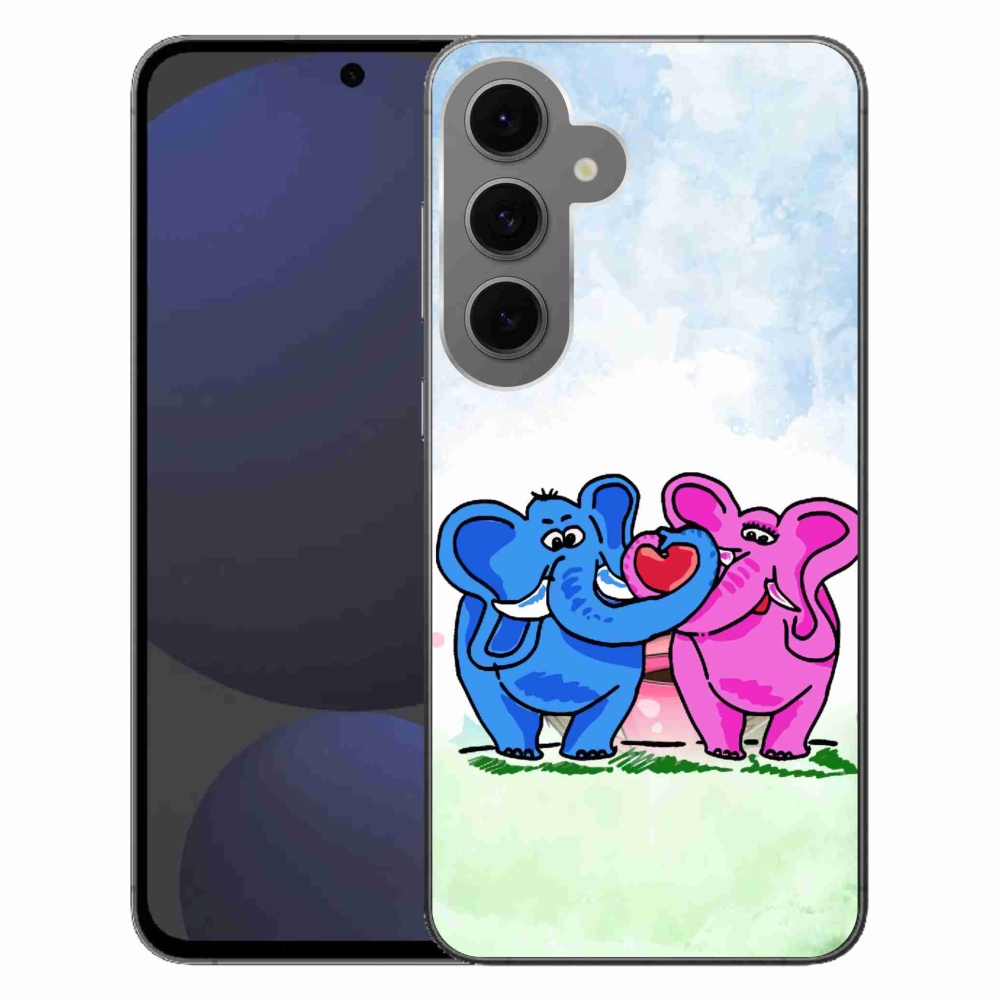 Gelový kryt mmCase na Samsung Galaxy S24 FE - zamilovaní sloni