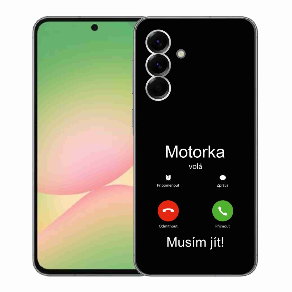 Gelový kryt mmCase na Samsung Galaxy A56 5G - motorka volá černé pozadí
