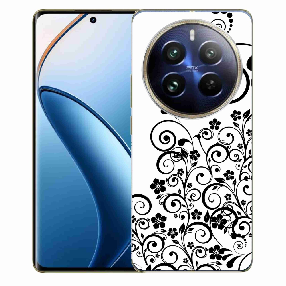 Gelový kryt mmCase na Realme 12 Pro 5G/12 Pro+ 5G - černobílé květinové vzory