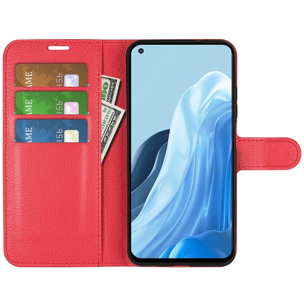 Litchi knížkové pouzdro na Oppo Find X5 Lite - červené