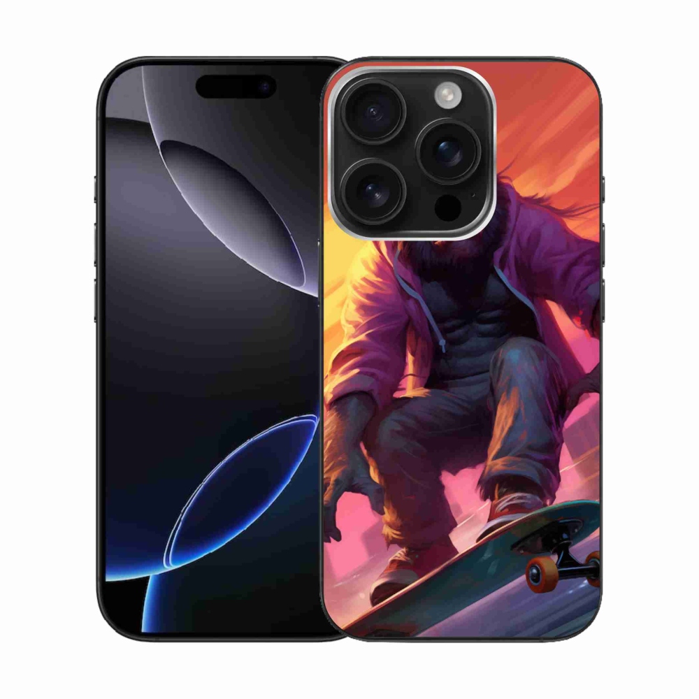 Gelový kryt mmCase na iPhone 16 Pro - gorila na skateboardu