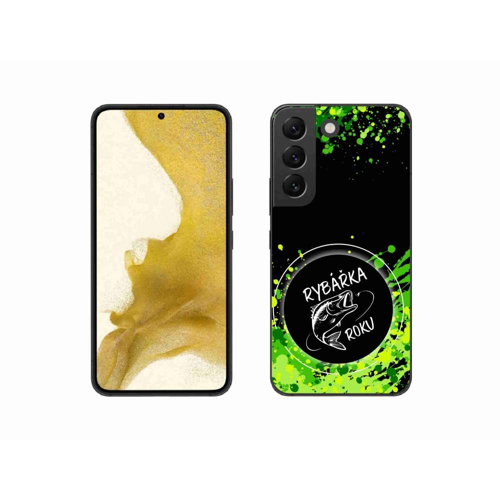 Gelový kryt mmCase na Samsung Galaxy S22 5G - rybářka roku černé pozadí