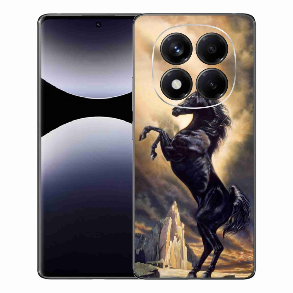 Gelový kryt mmCase na Xiaomi Redmi Note 14 Pro - černý kreslený kůň