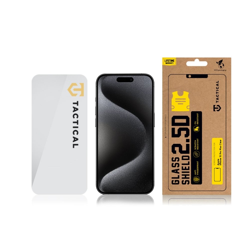 Tactical Glass Shield 2.5D sklo pro Apple iPhone 15 Pro Clear