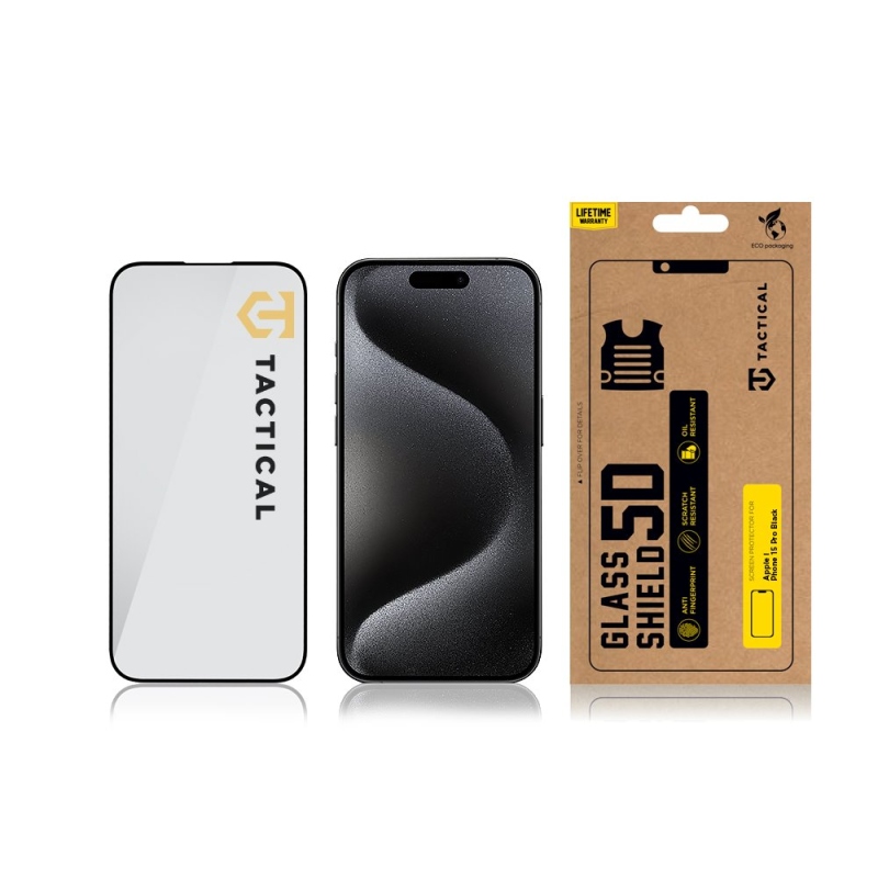 Tactical Glass Shield 5D sklo pro Apple iPhone 15 Pro Black