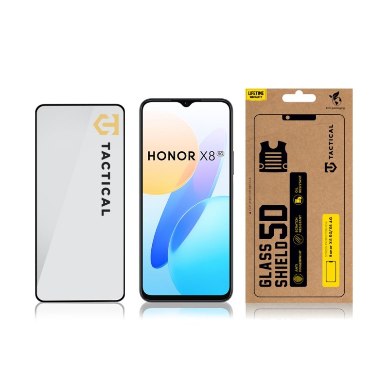 Tactical Glass Shield 5D sklo pro Honor X8 5G/X6 4G/70 Lite Black 