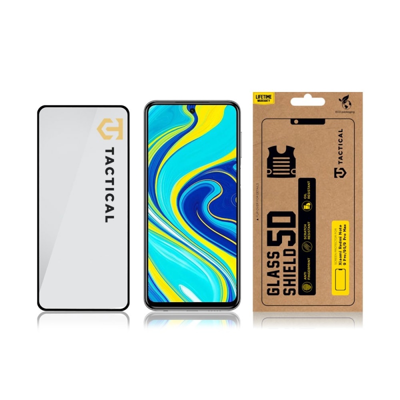 Tactical Glass Shield 5D sklo pro Xiaomi Redmi Note 9 Pro/9S/9 Pro Max Black 