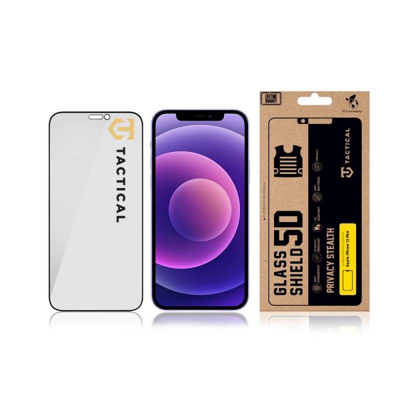 Tactical Glass Shield Privacy Stealth 5D sklo pro Apple iPhone 12 Mini Black
