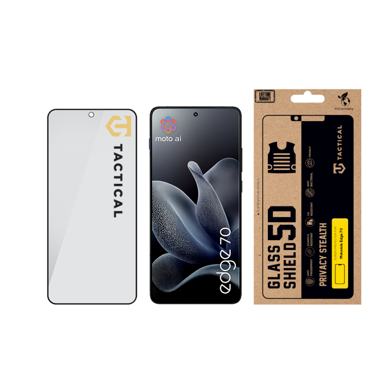 Tactical Glass Shield Privacy Stealth 5D sklo pro Motorola Edge 70 Black