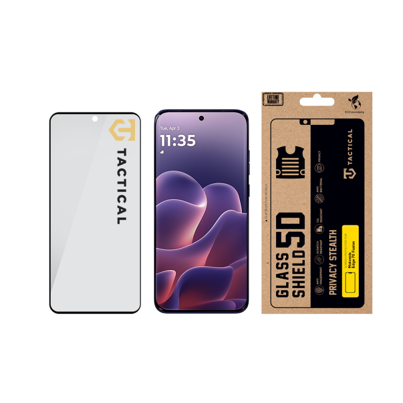 Tactical Glass Shield Privacy Stealth 5D sklo pro Motorola Edge 70 Fusion Black