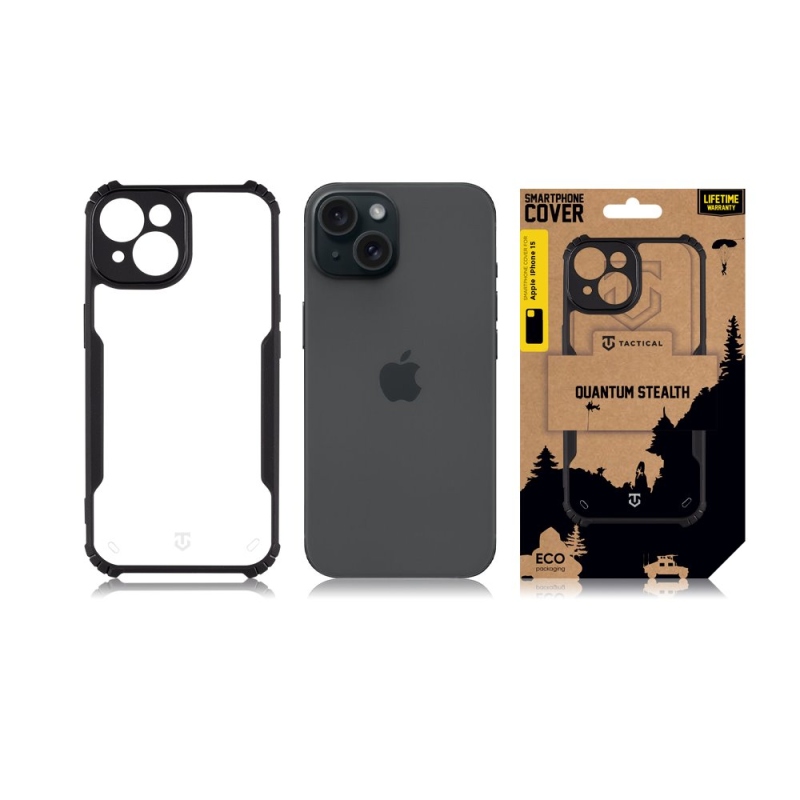 Tactical Quantum Stealth Kryt pro Apple iPhone 15 Clear/Black 