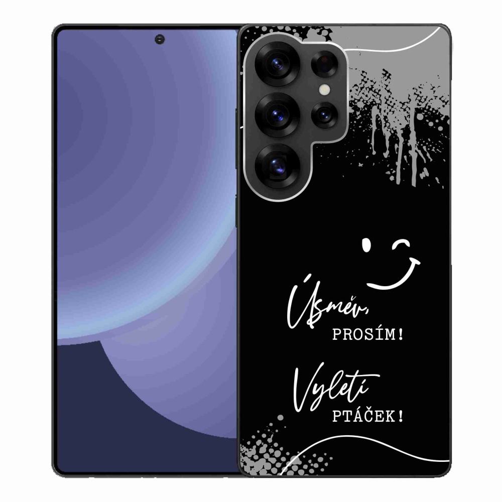 Gelový kryt mmCase na Samsung Galaxy S25 Ultra - vtipný text 4 černé pozadí