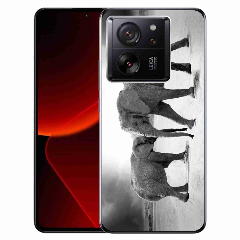 Gelový kryt mmCase na Xiaomi 13T/13T Pro - černobílí sloni