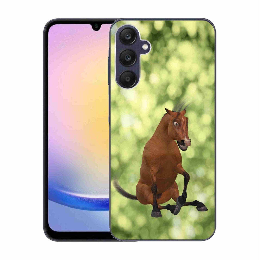Gelový kryt mmCase na Samsung Galaxy A25 5G - hnědý kreslený kůň 1
