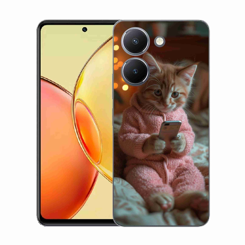 Gelový kryt mmCase na Vivo Y36 - kotě s mobilem