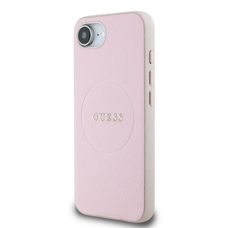 Guess PU Grained Classic Logo MagSafe Zadní Kryt pro iPhone 16e Pink