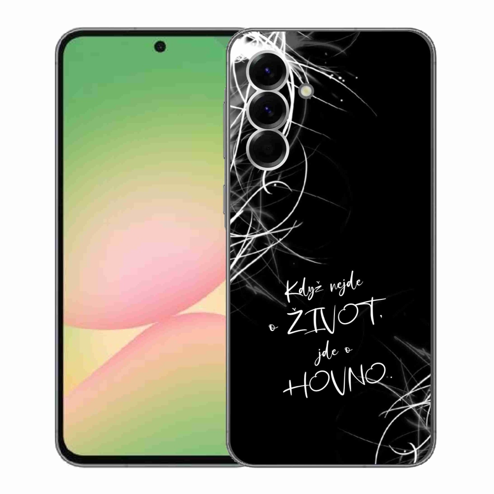 Gelový kryt mmCase na Samsung Galaxy A56 5G - vtipný text 16 černé pozadí