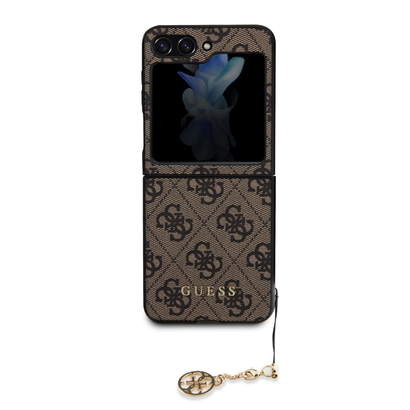 Guess 4G Charms Zadní Kryt pro Samsung Galaxy Z Flip 5 Brown
