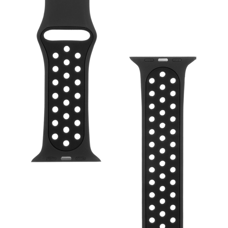 Tactical 161 Double Silikonový Řemínek pro Apple Watch 1/2/3/4/5/6/7/8/9/SE 42/44/45mm Black
