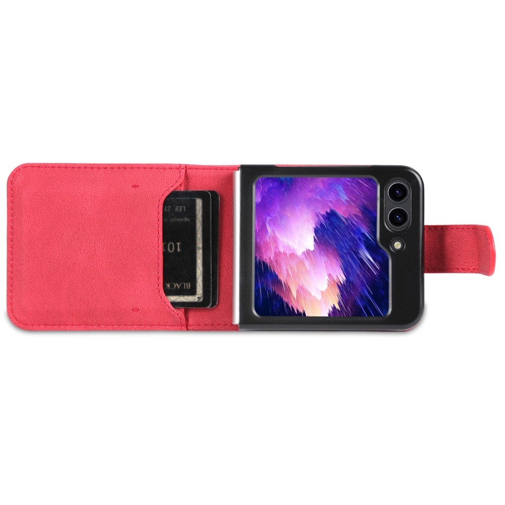 AZNS plastový kryt s PU kůží na Samsung Galaxy Z Flip5 5G - červený