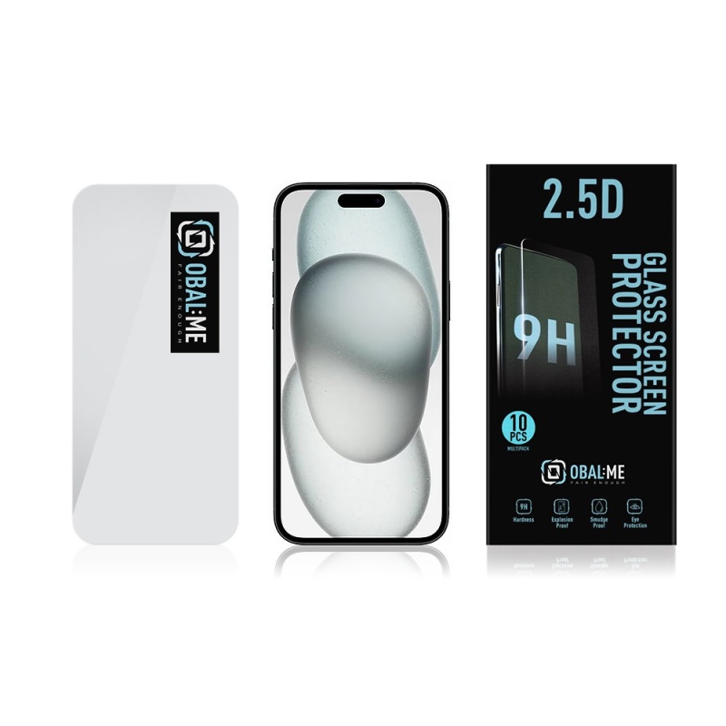 OBAL:ME Multipack 2.5D Tvrzené Sklo pro Apple iPhone 15 Clear (10ks)