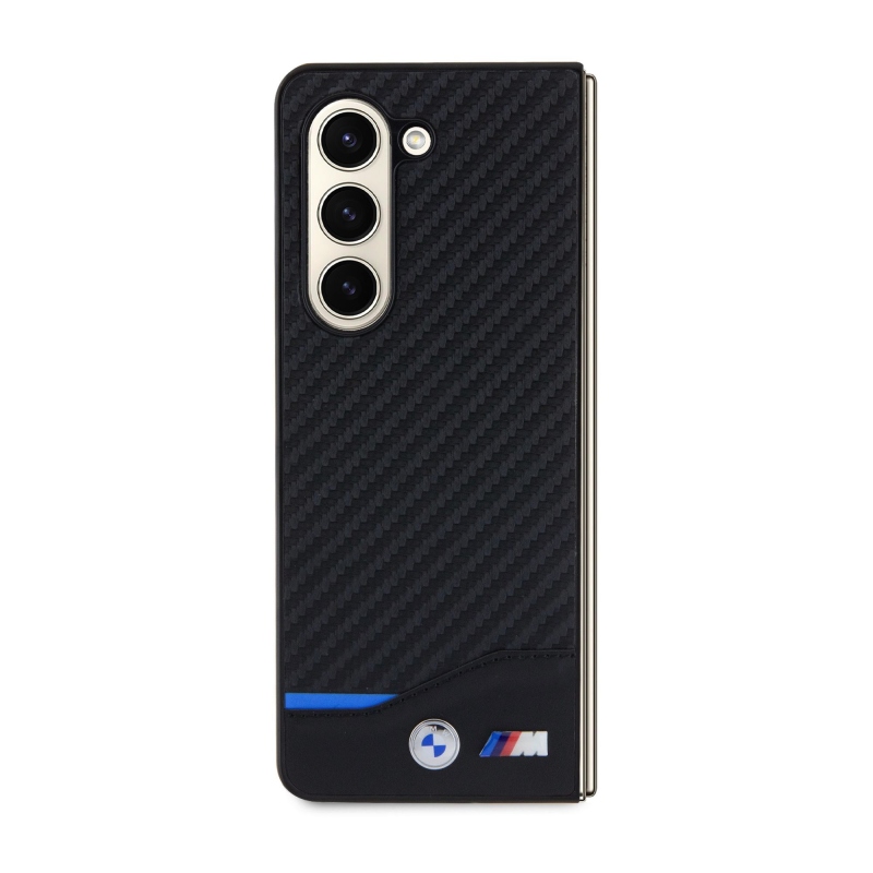 BMW M PU Carbon Blue Line Zadní Kryt pro Samsung Galaxy Z Fold 5 Black
