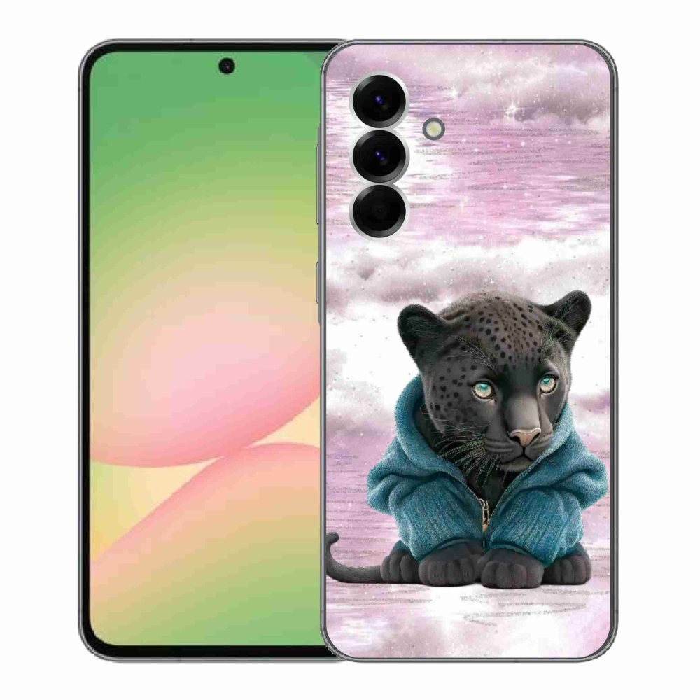 Gelový kryt mmCase na Samsung Galaxy A56 5G - černý panter ve svetru
