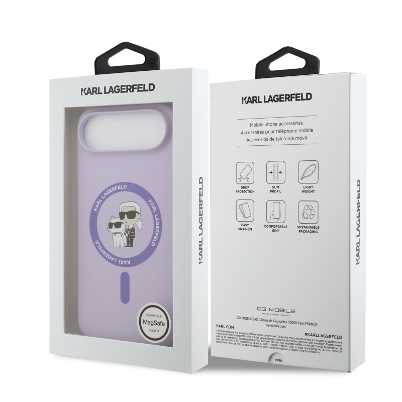 Karl Lagerfeld Liquid Silicone Karl and Choupette MagSafe Zadní Kryt pro iPhone 17 Air Purple