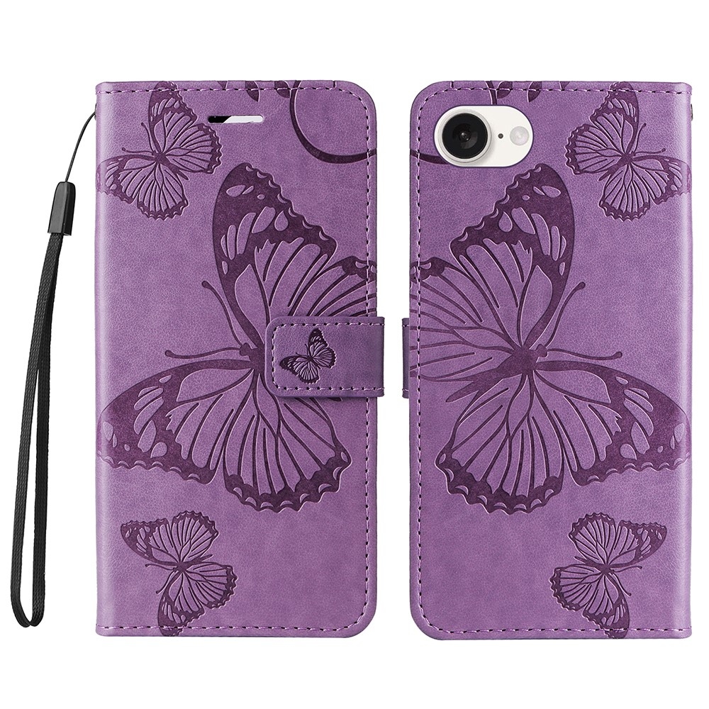 Big Butterfly knížkové pouzdro na iPhone 16e - fialové
