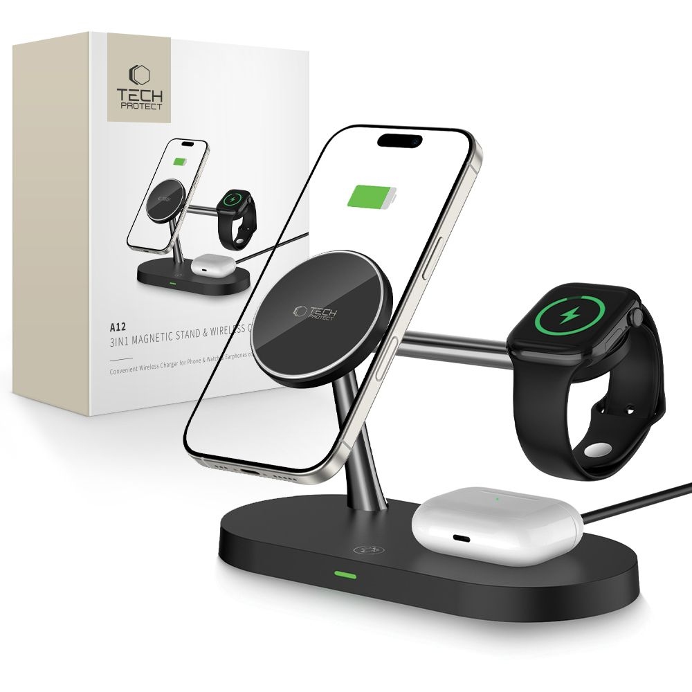 Tech-Protect A12 3v1 nabíjecí stojánek - černý
