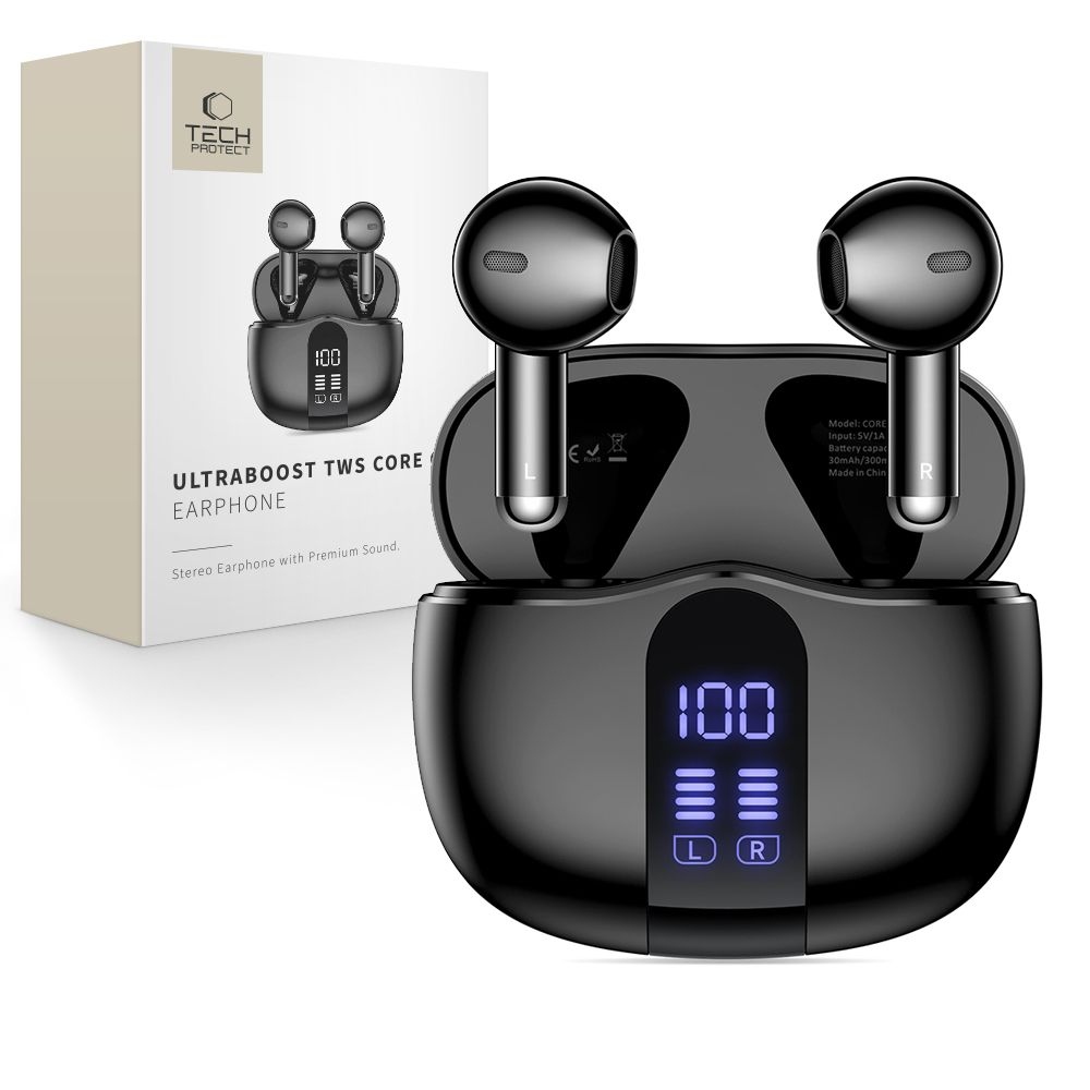 Tech-Protect bezdrátová sluchátka UltraBoost TWS Earphone Core G2  - černé
