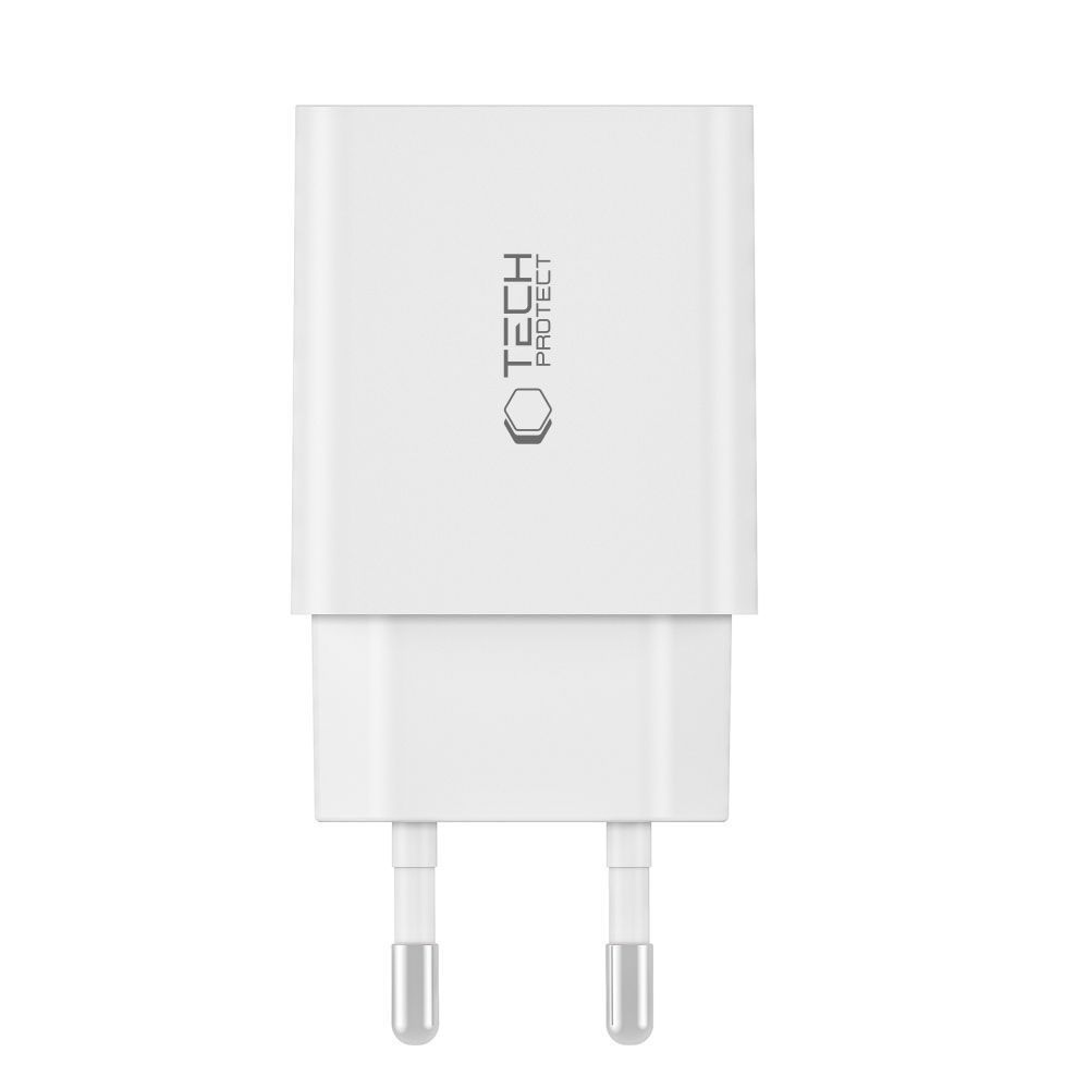Tech-Protect C35W 2-portová nabíječka PD35W + Lightning/USB-C kabel - bílá