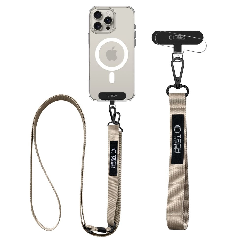 Tech-Protect C6S Rope CrossBody šňůrka/popruh na mobil - světlehnědý