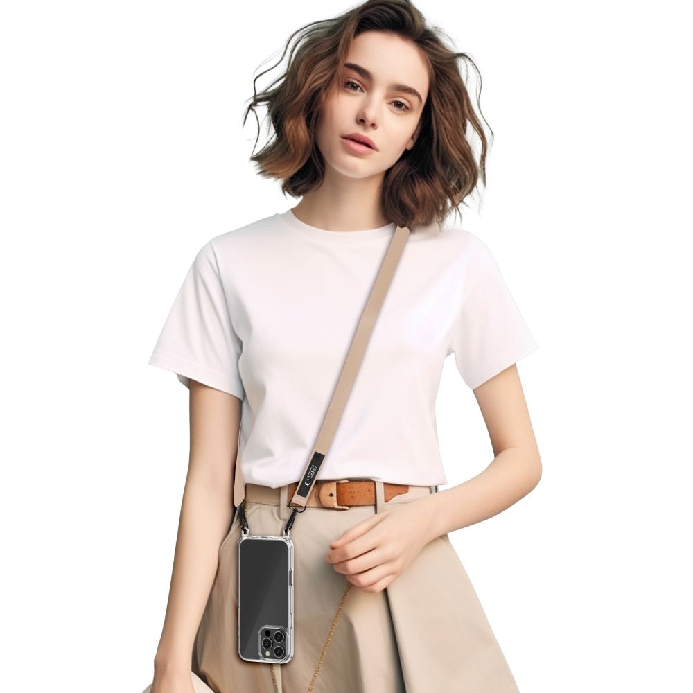 Tech-Protect C6S Rope CrossBody šňůrka/popruh na mobil - světlehnědý