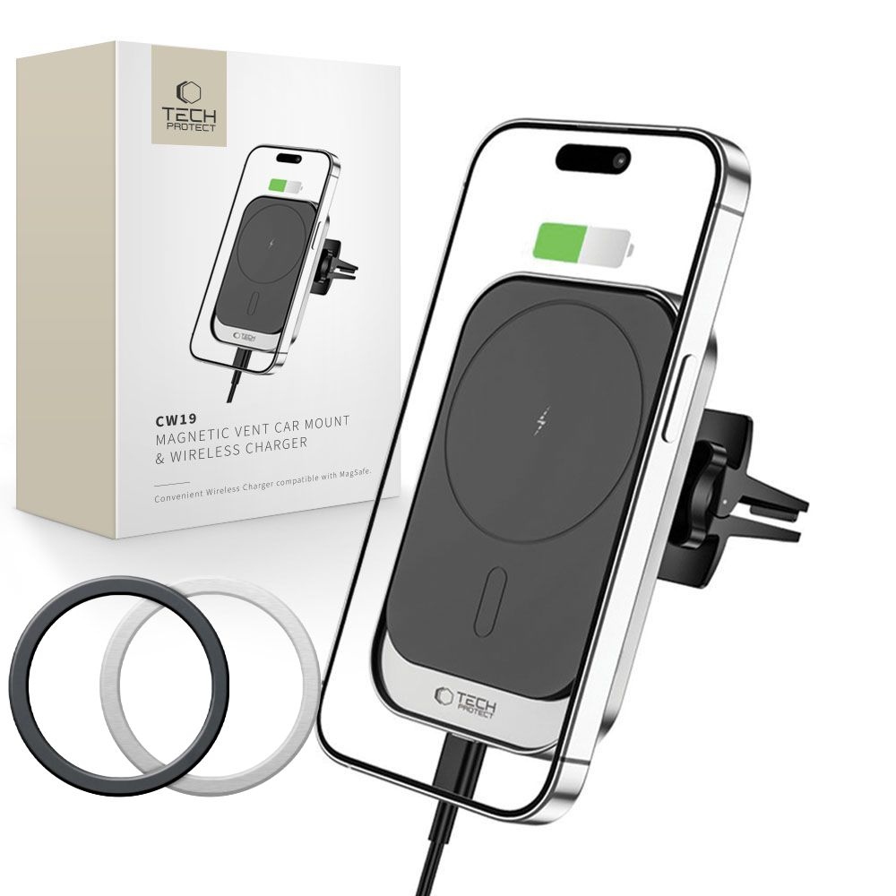 Tech-Protect CW19 MagSafe držák do auta s bezdrátovým nabíjením do ventilace 15W - černý
