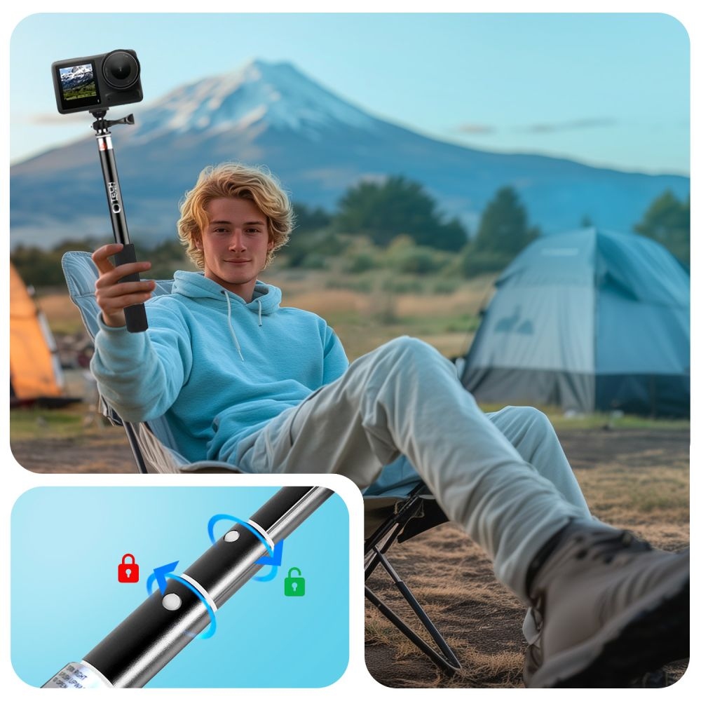 Tech-Protect GA100 Monopod a Selfie tyč pro GOPRO / DJI kamery - černá