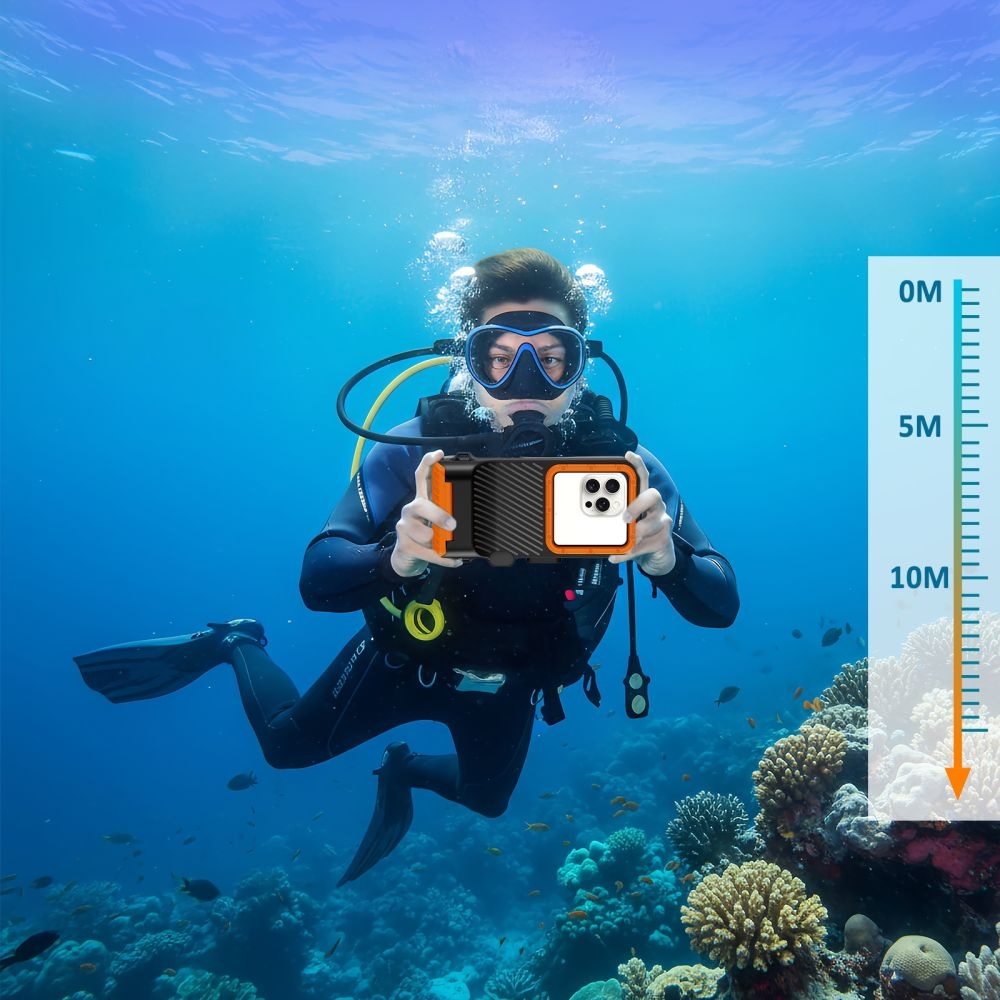 Tech-Protect IPX8 Pro univerzální vodotěsné pouzdro na potápění  - černé/oranžové