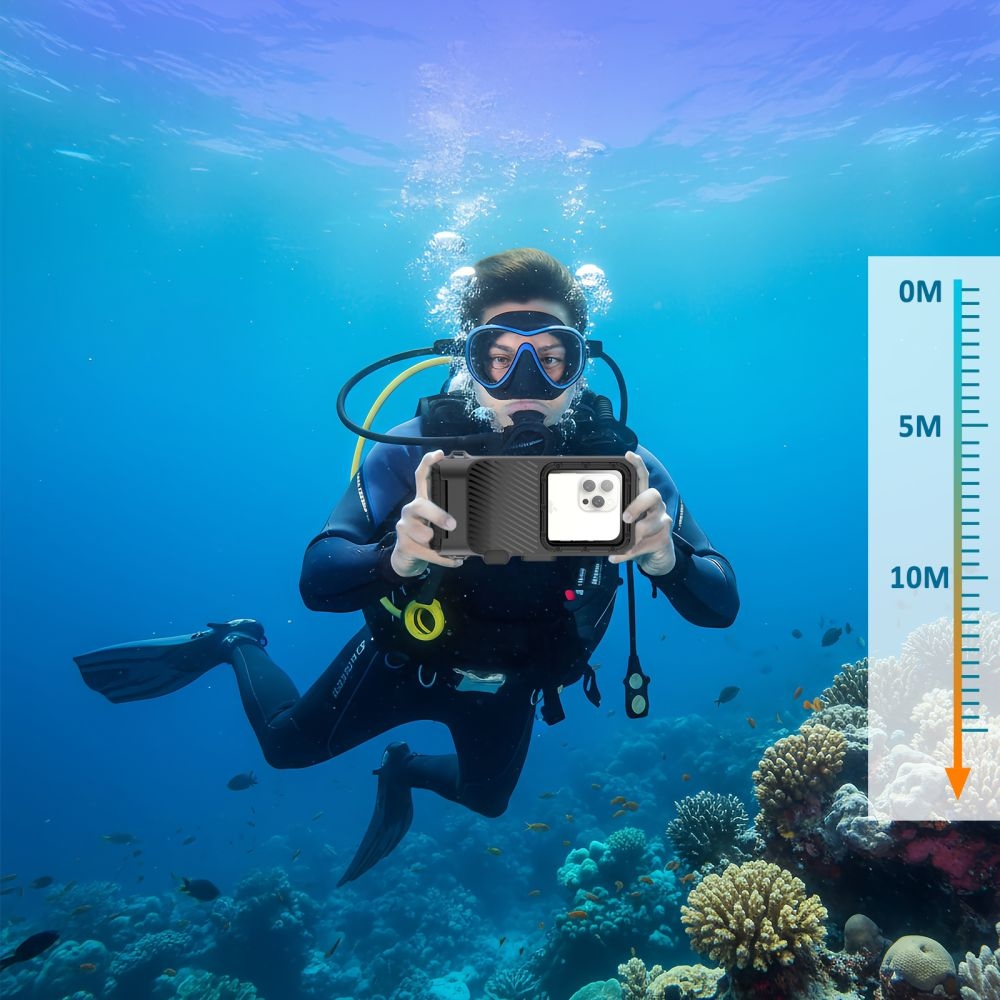 Tech-Protect IPX8 Pro univerzální vodotěsné pouzdro na potápění  - černé/šedé